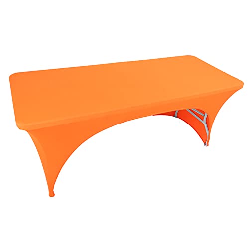 Stretch-Spandex-Tischdecke Polyester rechteckige Tischdecke Dehnbare elastische Tischdecke für Hochzeiten Bankette Partys Cocktails Kunsthandwerksausstellungen (Orange 244 x 74 x 76 cm) von DOCOXI