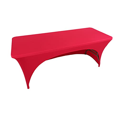 Stretch-Spandex-Tischdecke Polyester rechteckige Tischdecke Dehnbare elastische Tischdecke für Hochzeitsbankette Partys Cocktails Kunsthandwerksausstellungen (Orange 244 x 74 x 76 cm) (Rot von DOCOXI