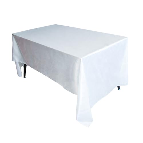 Tischdecke Satin Tischdecke Wasserabweisend Tischtuch Tischwäsche Fleckschutz Abwaschbar Schmutzabweisend für Hochzeit Bankett Feiertage Geburtstag Party Dekoration 145cm x 300cm Marine (Weiß 145cm x von DOCOXI