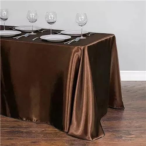 Tischdecke Uni Satin Tischdecke Wasserabweisend Tischtuch Tischwäsche Fleckschutz Abwaschbar Schmutzabweisend für Hochzeit Bankett Geburtstag Party Deko Silber 145x220cm (Braun 145x300cm) von DOCOXI