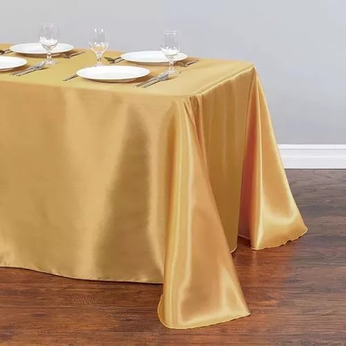 Tischdecke Uni Satin Tischdecke Wasserabweisend Tischtuch Tischwäsche Fleckschutz Abwaschbar Schmutzabweisend für Hochzeit Bankett Geburtstag Party Deko Silber 145x220cm (Gold 145x200cm) von DOCOXI