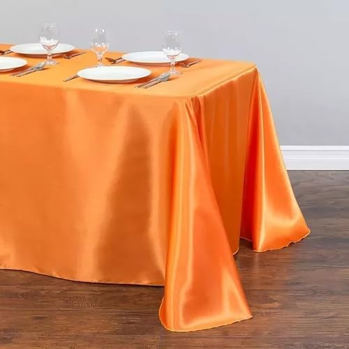 Tischdecke Uni Satin Tischdecke Wasserabweisend Tischtuch Tischwäsche Fleckschutz Abwaschbar Schmutzabweisend für Hochzeit Bankett Geburtstag Party Deko Silber 145x220cm (Orange Rot 145x180cm) von DOCOXI