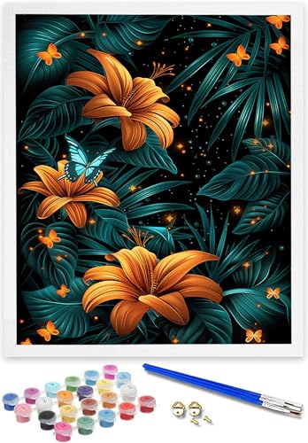 Blume Malen Nach Zahlen Erwachsene Kinder Anfänger DIY Handgemalt Ölgemälde auf Leinwand Kit Malen Nach Zahlen Erwachsene Schmetterling Paint by Numbers für Home Deko oder Geschenk, 100 x 135 cm T-0 von DOENGYAH