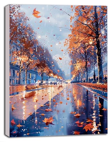 DIY Malen Nach Zahlen Erwachsene Herbst, Malen Nach Zahlen Stadt Malen Nach Zahlen ab 9 Jahre Mädchen mit Pinseln und Acrylfarben, Paint by Numbers für Zimmer Deko, Geschenke für Frauen 100x135cm 8-8 von DOENGYAH