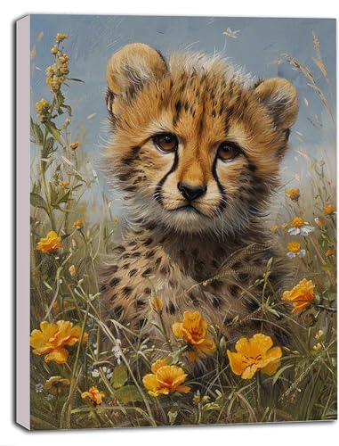 DIY Malen Nach Zahlen Erwachsene Leopard, Malen Nach Zahlen Blume Malen Nach Zahlen ab 9 Jahre Mädchen mit Pinseln und Acrylfarben, Paint by Numbers für Zimmer Deko, Geschenke für Frauen 20 x 30cm U-2 von DOENGYAH