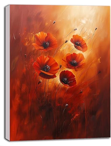 DIY Malen Nach Zahlen Erwachsene Mohn, Malen Nach Zahlen Blume Malen Nach Zahlen ab 9 Jahre Mädchen mit Pinseln und Acrylfarben, Paint by Numbers für Zimmer Deko, Geschenke für Frauen 40x60 cm 9-A von DOENGYAH