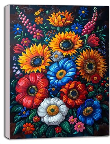 DIY Malen Nach Zahlen Erwachsene Sonnenblume, Malen Nach Zahlen Blume Malen Nach Zahlen ab 9 Jahre Mädchen mit Pinseln und Acrylfarben, Paint by Numbers für Zimmer Deko, Geschenke 100x135cm C-5 von DOENGYAH