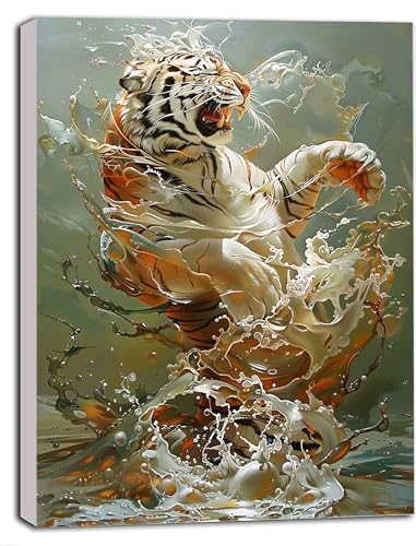 DIY Malen Nach Zahlen Erwachsene Tier, Malen Nach Zahlen Tiger Malen Nach Zahlen ab 9 Jahre Mädchen mit Pinseln und Acrylfarben, Paint by Numbers für Zimmer Deko, Geschenke für Frauen 100x135cm 3-M von DOENGYAH