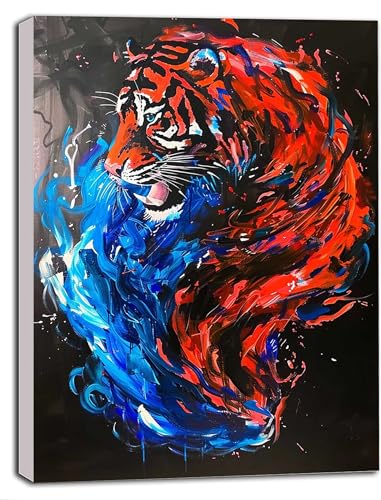 DIY Malen Nach Zahlen Erwachsene Tiger, Malen Nach Zahlen Tier Malen Nach Zahlen ab 9 Jahre Mädchen mit Pinseln und Acrylfarben, Paint by Numbers für Zimmer Deko, Geschenke für Frauen 50 x 65cm I-1 von DOENGYAH