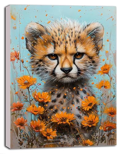 DOENGYAH DIY Malen Nach Zahlen Erwachsene Leopard, Malen Nach Zahlen Blume Malen Nach Zahlen ab 9 Jahre Mädchen mit Pinseln und Acrylfarben, Paint by Numbers für Zimmer Deko, Geschenke 20 x 30 cm 4-2 von DOENGYAH