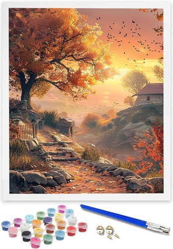 DOENGYAH DIY Malen nach Zahlen Erwachsene Herbst Erwachsene Malen nach Zahlen Kits auf Leinwand Landschaft Malen nach Zahlen Kunsthandwerk Geschenk für Home Wall Deco 60 x 80 cm (rahmenlos) 7-2 von DOENGYAH