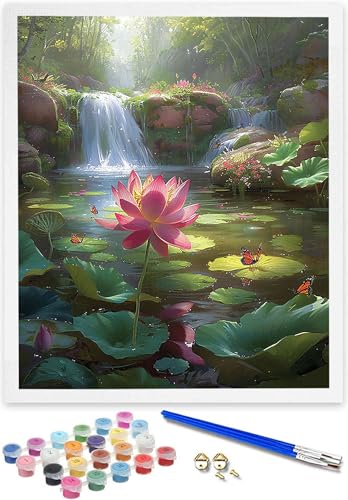 DOENGYAH DIY Malen nach Zahlen Erwachsene Lotus Erwachsene Malen nach Zahlen Kits auf Leinwand Landschaft Malen nach Zahlen Kunsthandwerk Geschenk für Home Wall Deco 60 x 80 cm (rahmenlos) 1-7 von DOENGYAH