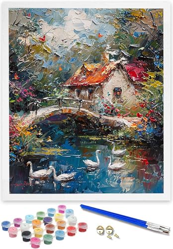 DOENGYAH DIY Malen nach Zahlen Erwachsene Schwan Erwachsene Malen nach Zahlen Kits auf Leinwand Landschaft Malen nach Zahlen Kunsthandwerk Geschenk für Home Wall Deco 60 x 80 cm (rahmenlos) 0-5 von DOENGYAH