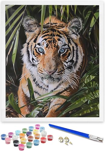 DOENGYAH DIY Tier Handgemaltes Ölgemälde Set für Anfänger und Erwachsene, Acrylfarbe, malen nach zahlen erwachsene Tiger Kindergemälde, kreative Heimdekoration, Geschenk, Weihnachten 40x50CM 1-7 von DOENGYAH