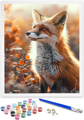 DOENGYAH DIY handgemaltes Ölgemälde Set Fuchs für Anfänger und Erwachsene, Acrylfarbe, Kindergemälde Tier, Paint by Numbers Kreative Heimdekoration, Geschenk, Weihnachten (ungerahmt) 40x50cm 1-X von DOENGYAH