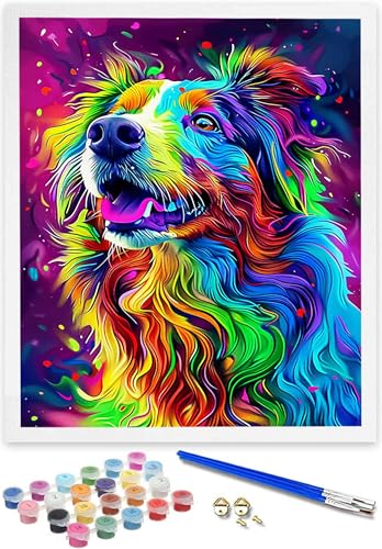 DOENGYAH DIY handgemaltes Ölgemälde Set Tier für Anfänger und Erwachsene, Acrylfarbe, Kindergemälde Hund, Paint by Numbers Kreative Heimdekoration, Geschenk, Weihnachten (ungerahmt) 40x50cm U-G von DOENGYAH