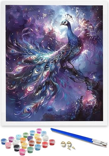 DOENGYAH DIY handgemaltes Ölgemälde Set Tier für Anfänger und Erwachsene, Acrylfarbe, Kindergemälde Pfau, Paint by Numbers Kreative Heimdekoration, Geschenk, Weihnachten (ungerahmt) 40x50cm 9-9 von DOENGYAH