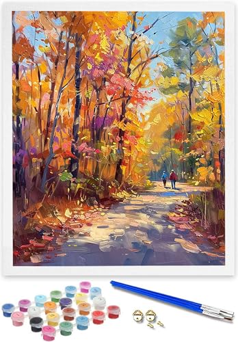 DOENGYAH Herbst Malen Nach Zahlen ab 5 6 7 Jahre Mädchen Ohne Rahmen - Landschaft Malen Nach Zahlen für Kinder ab 7 Jahren Acrylfarben mit als Geschenk, für Home Dekoration Geschenke 40 x 50 cm 3-N von DOENGYAH