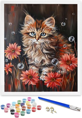 DOENGYAH Malen Nach Zahlen Erwachsene Blume DIY Handgemalt Ölgemälde Kit für Anfänger und Erwachsene Acrylpigment Malen Nach Zahlen Kinder Katze Malen Nach Zahlen für Home Deko Geschenke 70x95cm 7-8 von DOENGYAH