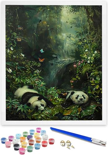 DOENGYAH Malen Nach Zahlen für Kinder Wald – 50x65CM Malen Nach Zahlen Kinder ab 5 6 7 Jahre Mädchen und Junge，Kreatives Geschenk Pinsel und Acrylfarben Panda Paint by Numbers für Home Decor 6-6 von DOENGYAH