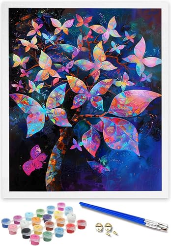 DOENGYAH Schmetterling Malen Nach Zahlen ab 5 6 7 Jahre Mädchen Ohne Rahmen - Baum Malen Nach Zahlen für Kinder ab 7 Jahren Acrylfarben mit als Geschenk, für Home Dekoration Geschenke 100x135CM 6-1 von DOENGYAH