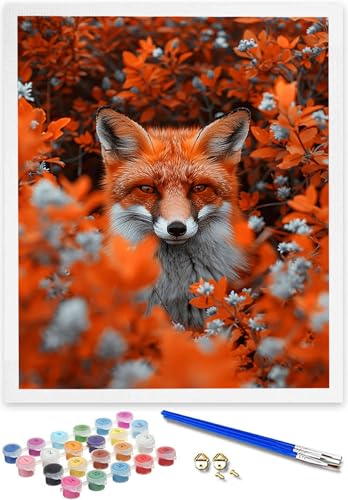 Fuchs Malen Nach Zahlen ab 5 6 7 Jahre Mädchen Ohne Rahmen - Herbst Malen Nach Zahlen für Kinder ab 7 Jahren Acrylfarben mit als Geschenk, Paint by Numbers für Home Dekoration Geschenke 100x135CM 5-0 von DOENGYAH