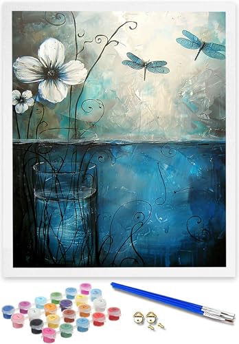 Malen Nach Zahlen Erwachsene Libelle DIY Handgemalt Ölgemälde Kit für Anfänger und Erwachsene Acrylpigment Malen Nach Zahlen Kinder Blume Malen Nach Zahlen für Home Deko Geschenke 70x95cm 6-5 von DOENGYAH