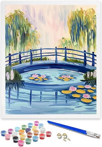 Malen Nach Zahlen Erwachsene Lotus, DIY Landschaft Handgemalt Ölgemälde Kit für Anfänger und Erwachsene, Christmas Gift，Acrylpigment für Kinder Gemälde, kreatives Geschenk Home Haus Deko (60x80cm) A-6 von DOENGYAH