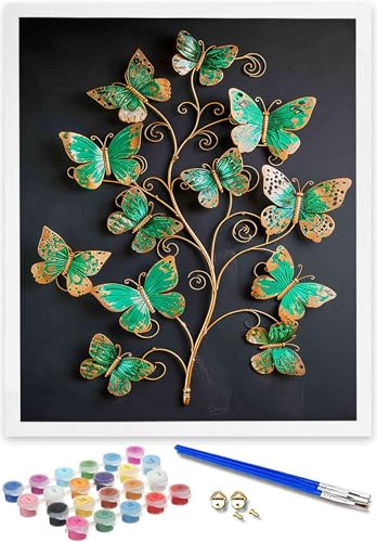 Malen Nach Zahlen Erwachsene Schmetterling DIY Handgemalt Ölgemälde Kit für Anfänger und Erwachsene Acrylpigment Malen Nach Zahlen Kinder Blume Malen Nach Zahlen für Home Deko Geschenke 70x95cm S-7 von DOENGYAH