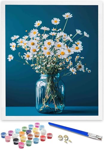 Malen Nach Zahlen Kinder Chrysantheme-DIY Paint by Numbers Blume Malen Nach Zahlen für Kinder Ab 5 6 7 8 9 10 Jahre, Handgemalt Ölgemälde Kit Kreative Geschenke für Mädchen und Junge (100x135cm) 1-3 von DOENGYAH