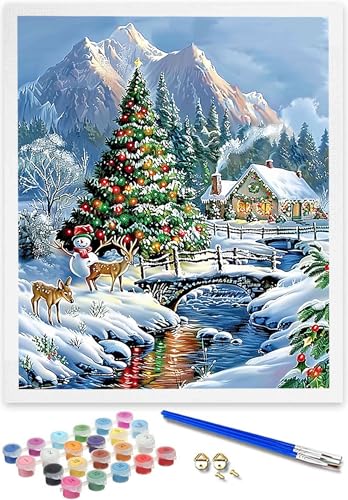 Malen Nach Zahlen Kinder Winter-DIY Paint by Numbers Landschaft Malen Nach Zahlen für Kinder Ab 5 6 7 8 9 10 Jahre, Handgemalt Ölgemälde Kit Kreative Geschenke für Mädchen und Junge (100x135cm) 5-Q von DOENGYAH