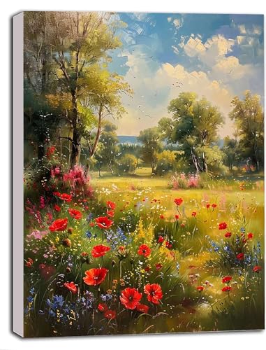 Malen Nach Zahlen Landschaft Malen Nach Zahlen Erwachsene, Malen Nach Zahlen Kinder Blume Bastelset Erwachsene Paint by Numbers mit Pinseln und Acrylfarben für Deko, Geschenke 100 x 135cm 6-0 von DOENGYAH