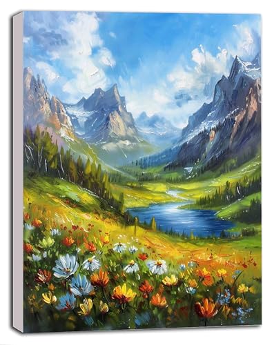 Malen Nach Zahlen Wiese Malen Nach Zahlen Erwachsene, Malen Nach Zahlen Kinder Landschaft Bastelset Erwachsene Paint by Numbers mit Pinseln und Acrylfarben für Deko, Geschenke 100 x 135cm J-W von DOENGYAH