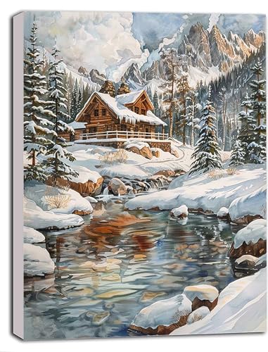 Malen Nach Zahlen Winter Malen Nach Zahlen Erwachsene, Malen Nach Zahlen Kinder Landschaft Bastelset Erwachsene Paint by Numbers mit Pinseln und Acrylfarben für Deko, Geschenke 100 x 135cm I-L von DOENGYAH