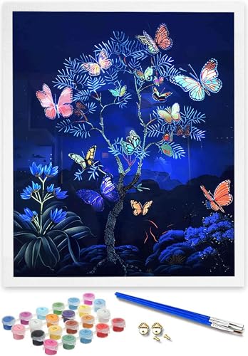 Malen Nach Zahlen für Kinder Schmetterling – 50x65CM Malen Nach Zahlen Kinder ab 5 6 7 Jahre Mädchen und Junge，Kreatives Geschenk Pinsel und Acrylfarben Landschaft Paint by Numbers für Home Decor 0-1 von DOENGYAH