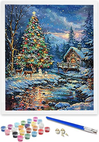 Malen Nach Zahlen für Kinder Wald – 50x65CM Malen Nach Zahlen Kinder ab 5 6 7 Jahre Mädchen und Junge，Kreatives Geschenk Pinsel und Acrylfarben Winter Paint by Numbers für Home Decor A-X von DOENGYAH