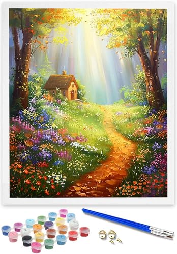 Malen nach Zahlen Erwachsene Wald DIY Malen nach Zahlen Kinder Landschaft Öl Leinwand Gemälde Set für Anfänger Senior Acrylic Malen Malerei Heimwerk 60x80cm für Decor Weihnachten Paar Geschenk 5-Z von DOENGYAH