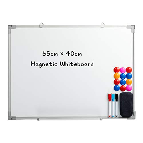 DOEWORKS Magnetisches Whiteboard, 60 x 45cm, Drywipe Whiteboard mit 3 Markierungsstiften 12 Magneten 1 Radiergummi, Whiteboard für Zuhause, Schule, Büro von DOEWORKS