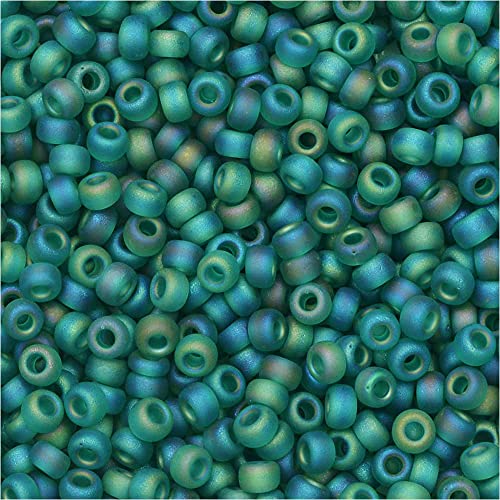 Miyuki Round Seed Beads, 11/0, 8.5 Gram Tube, 147FR Matte Transparent Dark Green AB von DOGNNAK