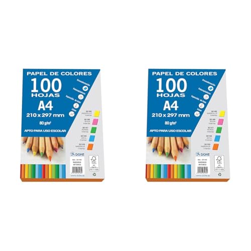 DOHE - Farbiges Papier DIN A4, 80 g. Farbe Leuchtendes Orange - 100 Blatt (Packung mit 2) von DOHE