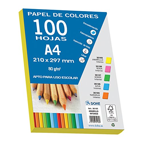 Dohe 30165 Packung mit 100 Seiten Papier A4, 80 g, Farbe intensives Gelb von DOHE