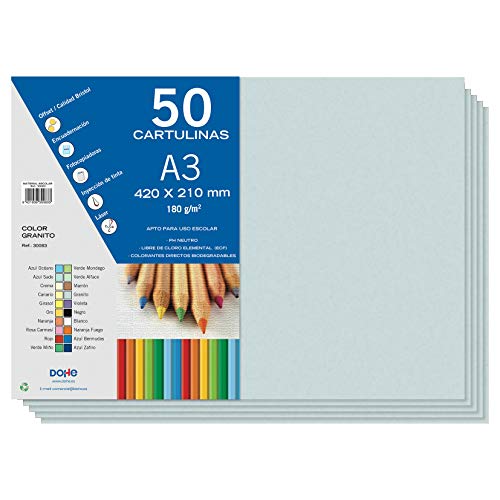 Dohe A3-Karton, Granitblau, 50 Stück, 21 x 29,7 cm, 180 g/m², Büromaterial von DOHE