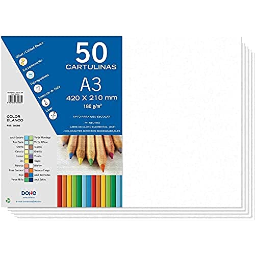 Dohe A3-Karton, weiß, für Bastelarbeiten und Druck (50 Stück) – 21 x 29,7 cm – 180 g/m² – Büromaterial von DOHE