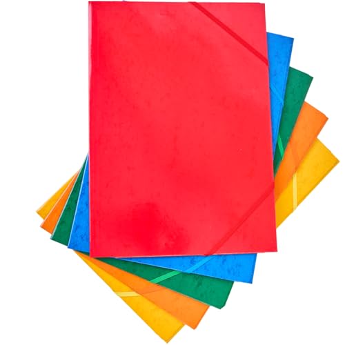 Dohe - Ordner aus Karton (5 Stück) – Gummibandverschluss und Klappen, 5 Farben, Blattgröße 24,5 x 34 cm, Dicke 600 g/m² - Büromaterial von DOHE