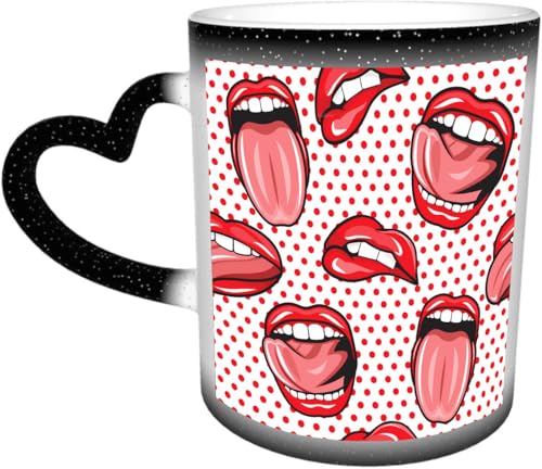 DOHXQM Kaffeetassen – Farbwechseltasse, Magic Mug,bedruckt, aus Keramik, Fassungsvermögen ca. 330 ml,Keramik - Geschenkidee,Cartoon-Farblächeln. Farbpalette. Gekritzelskizze, handgezeichnetes Bild. Au von DOHXQM