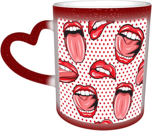 DOHXQM Kaffeetassen – Farbwechseltasse, Magic Mug,bedruckt, aus Keramik, Fassungsvermögen ca. 330 ml,Keramik - Geschenkidee,Cartoon-Farblächeln. Farbpalette. Gekritzelskizze, handgezeichnetes Bild. Au von DOHXQM