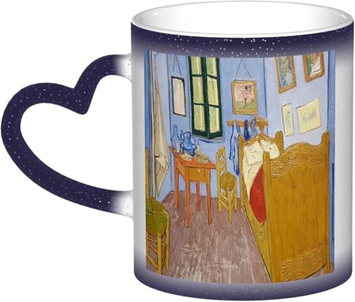 DOHXQM Kaffeetassen – Farbwechseltasse, Magic Mug,bedruckt, aus Keramik, Fassungsvermögen ca. 330 ml,Keramik - Geschenkidee,Stillleben Fenster Gouache von DOHXQM