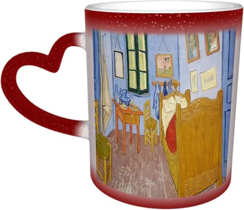 DOHXQM Kaffeetassen – Farbwechseltasse, Magic Mug,bedruckt, aus Keramik, Fassungsvermögen ca. 330 ml,Keramik - Geschenkidee,Stillleben Fenster Gouache von DOHXQM