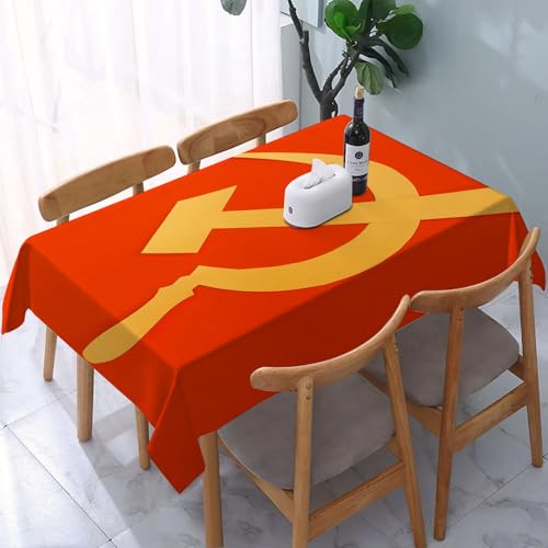 DOHXQM Tischtuch abwischen saubere tischdecke aus wasserdichte rechteckige Tischabdeckungsschutz für Küchenpicknick im,Die zerrissene Flagge der Sowjetunion weht auf einer Metallstange. Vek,137x240 cm von DOHXQM