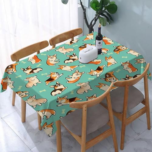 DOHXQM Tischtuch abwischen saubere tischdecke aus wasserdichte rechteckige Tischabdeckungsschutz für Küchenpicknick im,Lustige Cartoon-Hunde des nahtlosen Musters,137x240 cm von DOHXQM